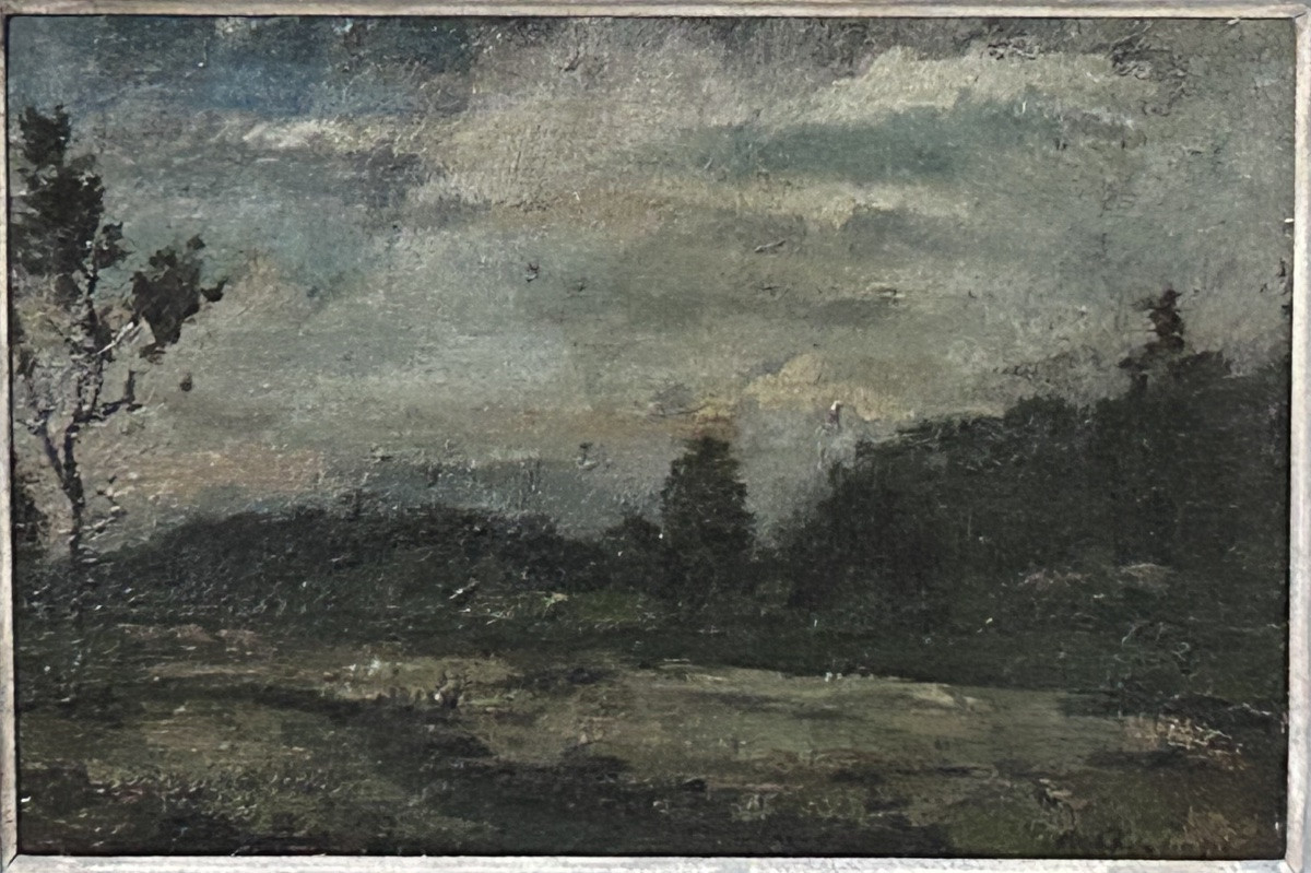 H. Boulenger, huile sur panneau paysage belge XIXe siècle -photo-3