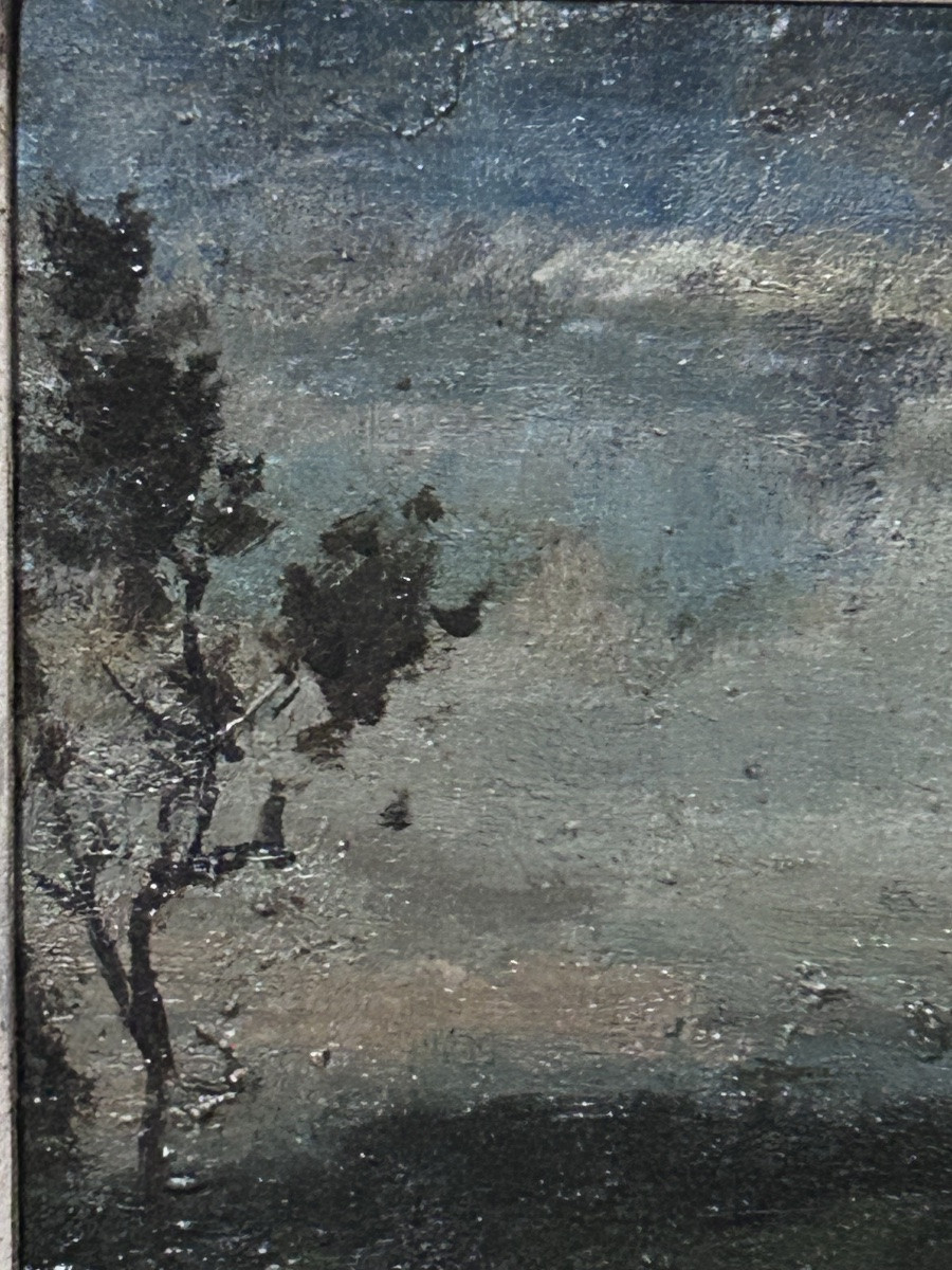 H. Boulenger, huile sur panneau paysage belge XIXe siècle -photo-2