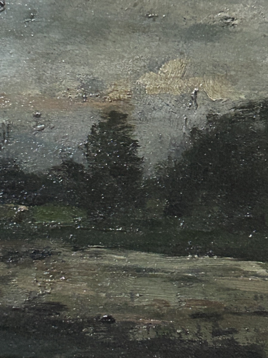 H. Boulenger, huile sur panneau paysage belge XIXe siècle -photo-3