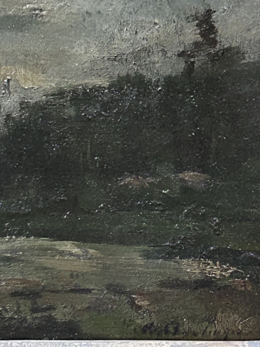 H. Boulenger, huile sur panneau paysage belge XIXe siècle -photo-4