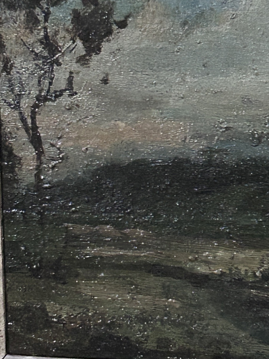 H. Boulenger, huile sur panneau paysage belge XIXe siècle -photo-5