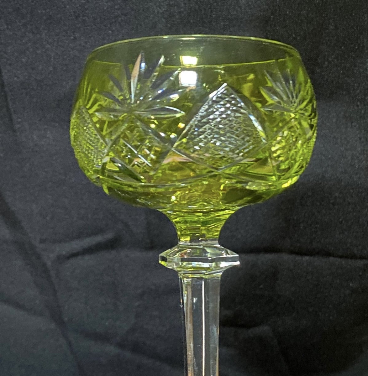 Val St Lambert, 6 Colored Crystal White Wine Glasses Bernkastel Model-photo-4