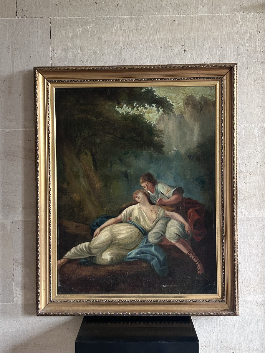 Oil On Canvas Romantic School 19th Century-photo-2