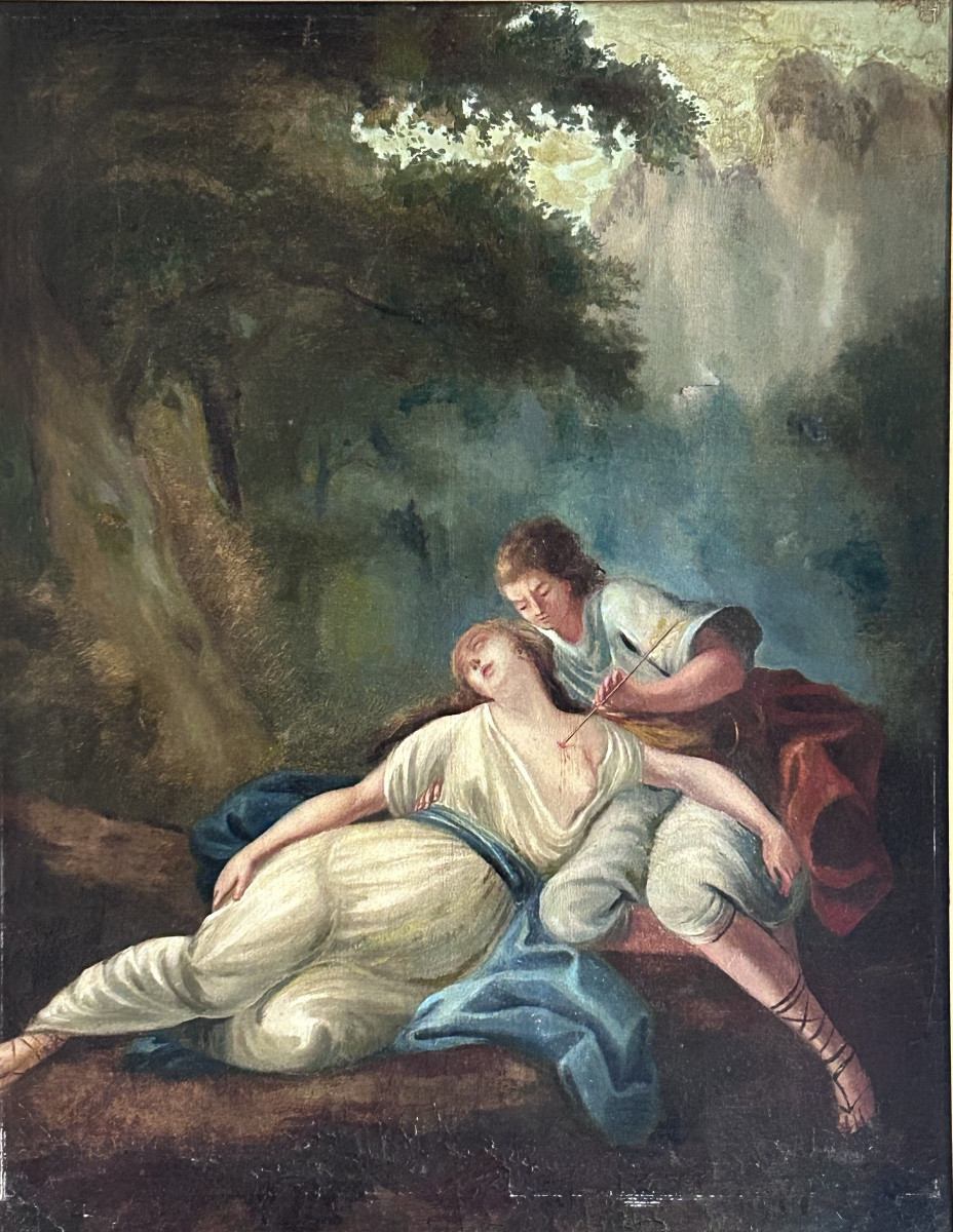 Oil On Canvas Romantic School 19th Century-photo-3