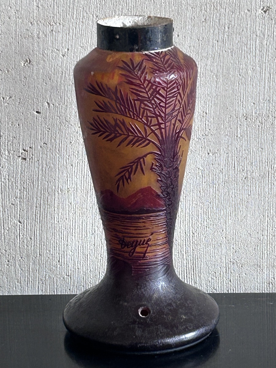 Degué, Art Nouveau Lamp Base In Pâte De Verre-photo-2