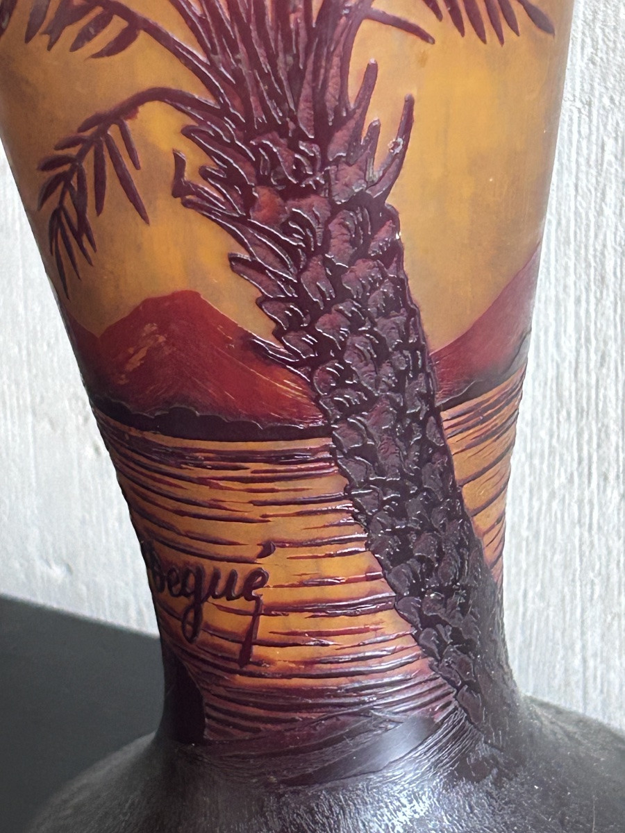 Degué, Art Nouveau Lamp Base In Pâte De Verre-photo-1