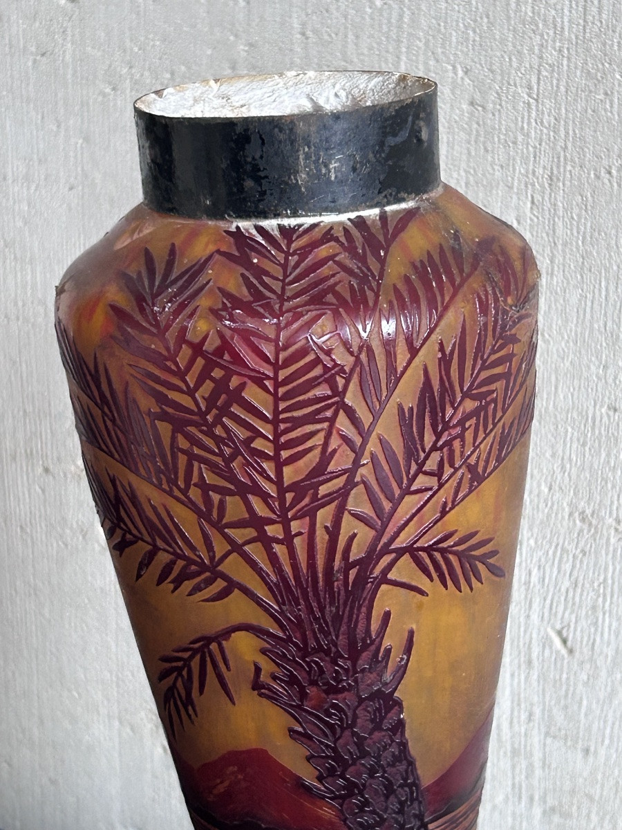 Degué, Art Nouveau Lamp Base In Pâte De Verre-photo-2