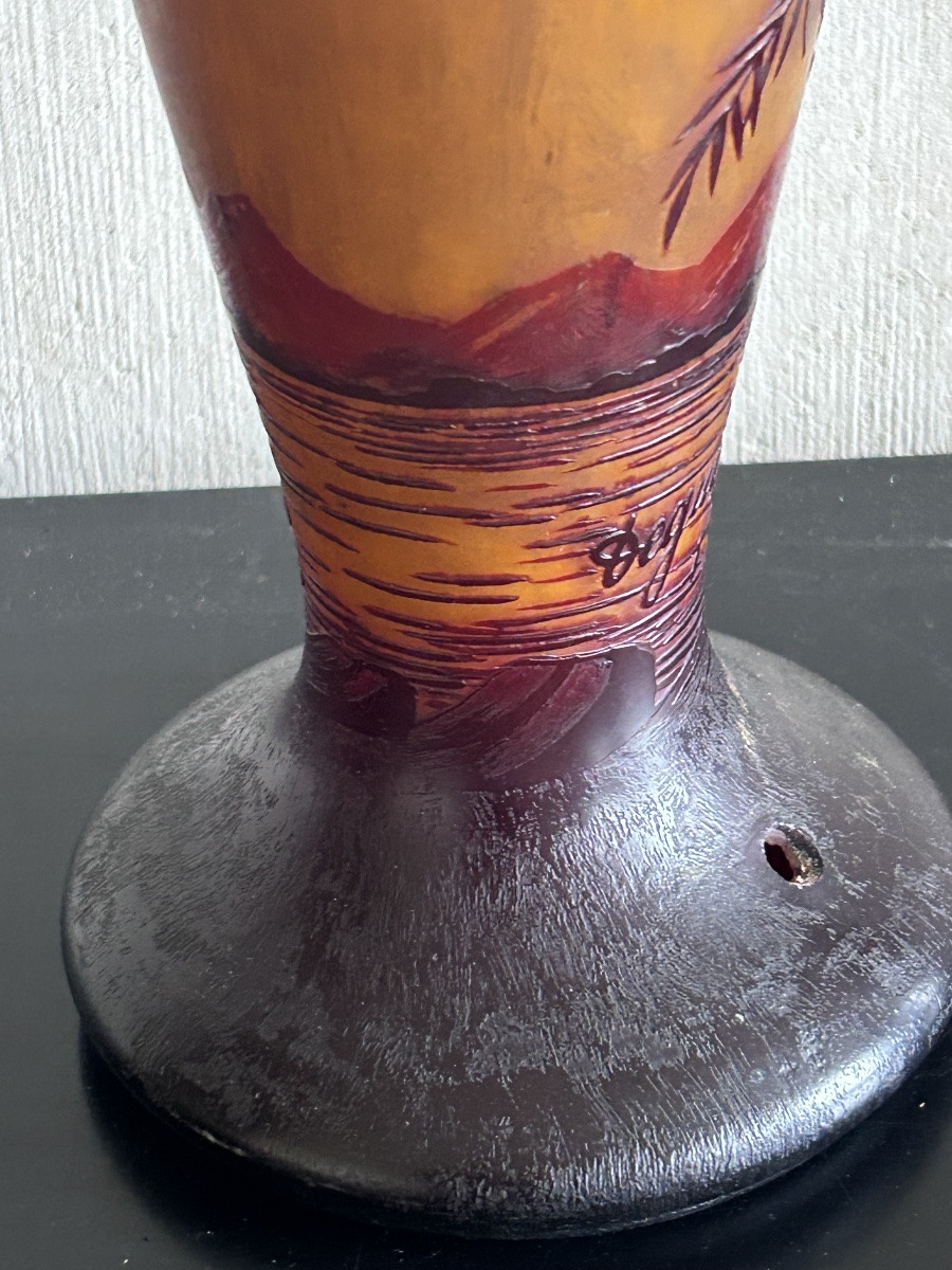 Degué, Art Nouveau Lamp Base In Pâte De Verre-photo-4