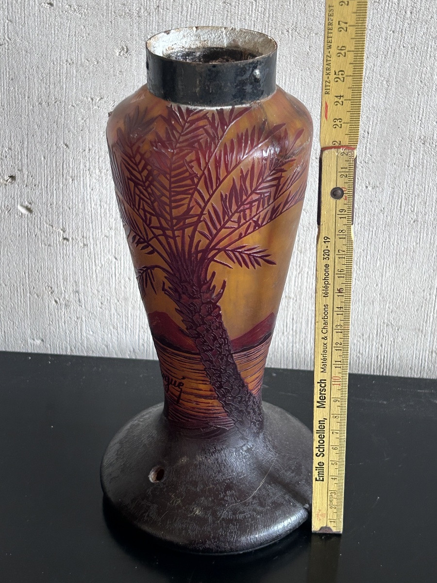 Degué, Art Nouveau Lamp Base In Pâte De Verre-photo-6
