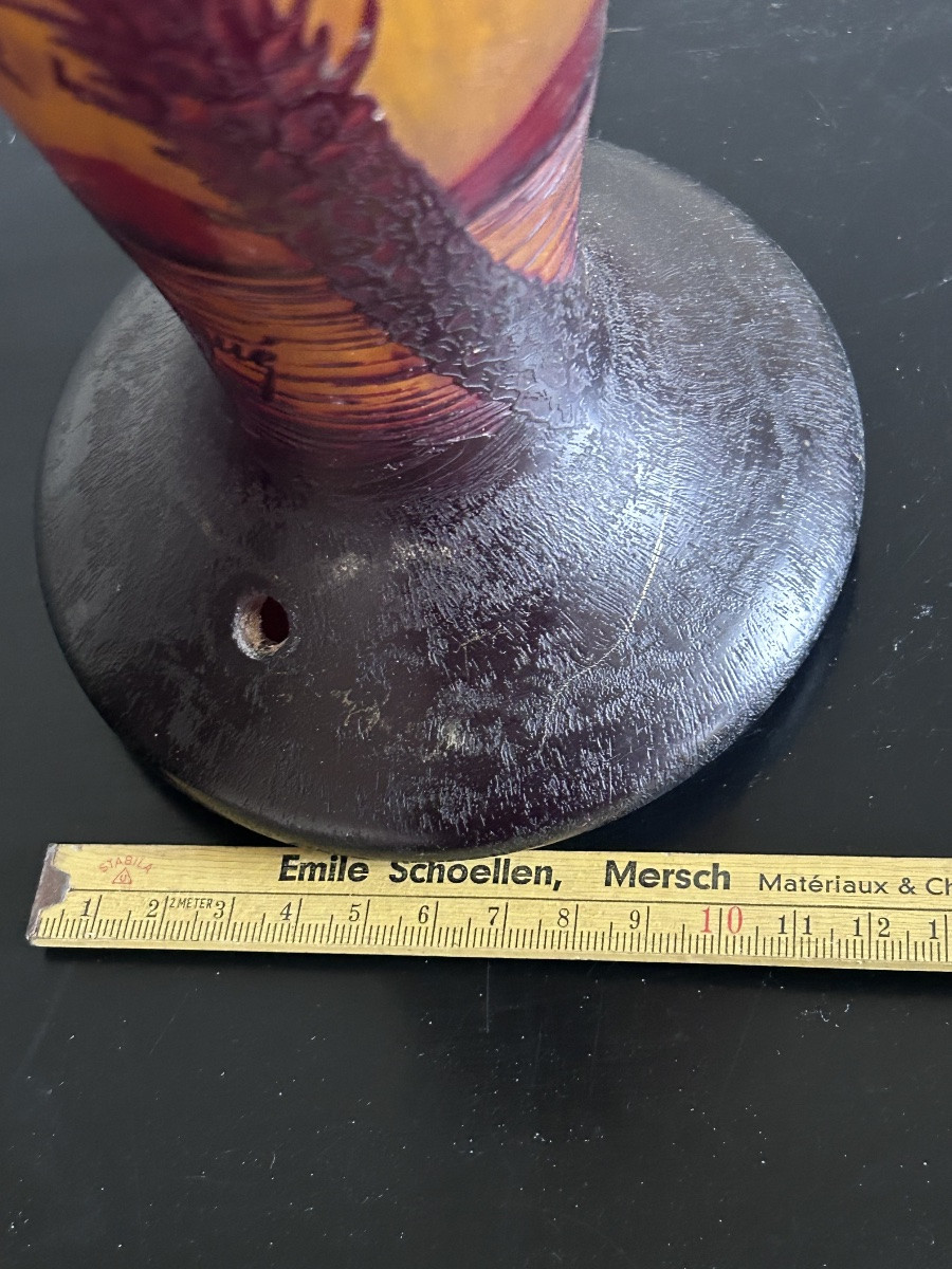 Degué, Art Nouveau Lamp Base In Pâte De Verre-photo-7