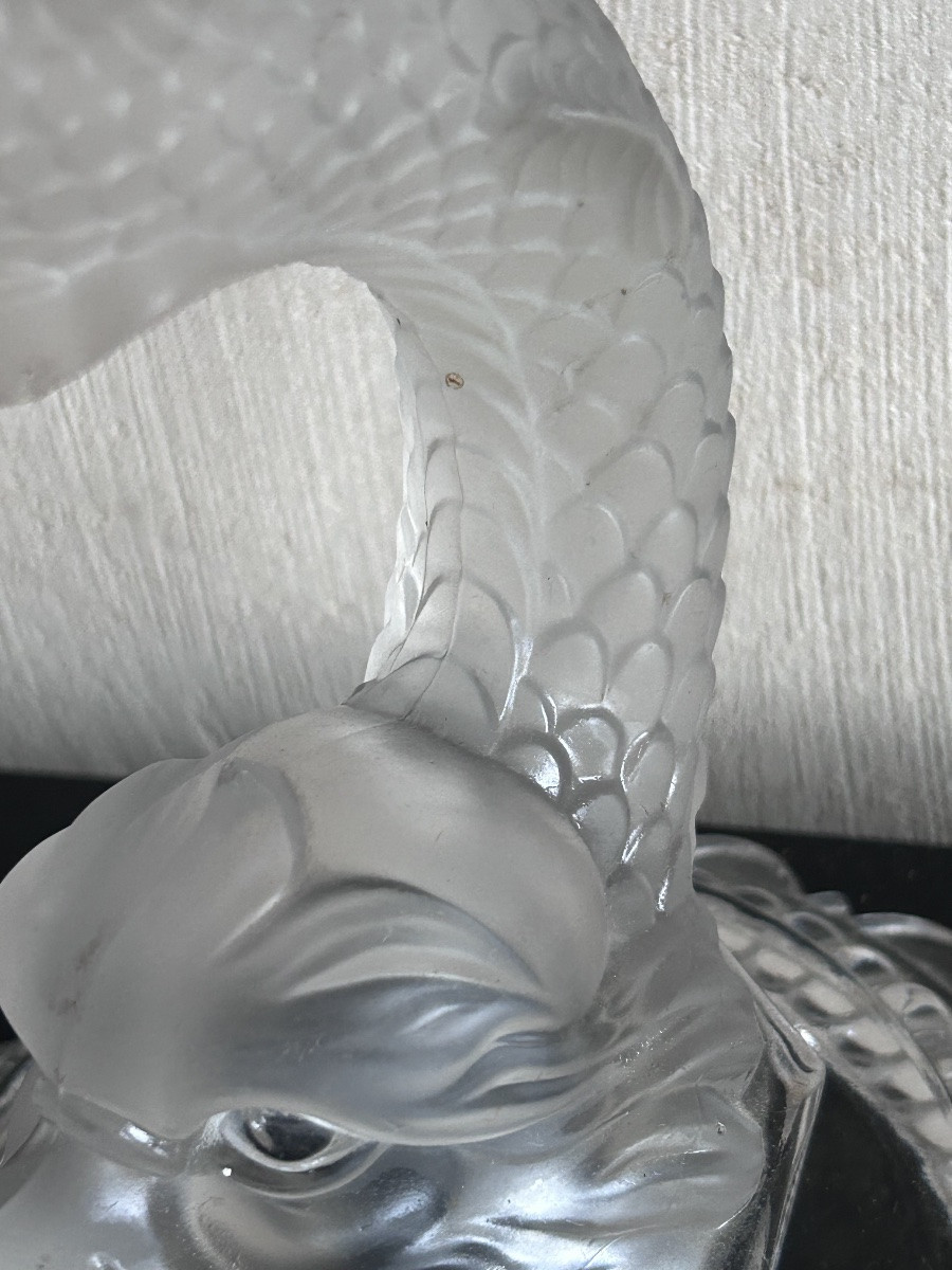 Baccarat, pied de lampe Dauphin en cristal art déco -photo-2