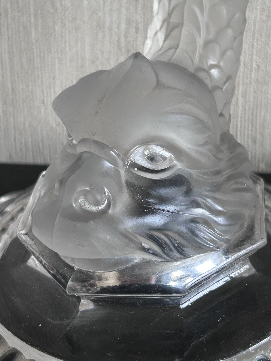 Baccarat, pied de lampe Dauphin en cristal art déco -photo-5