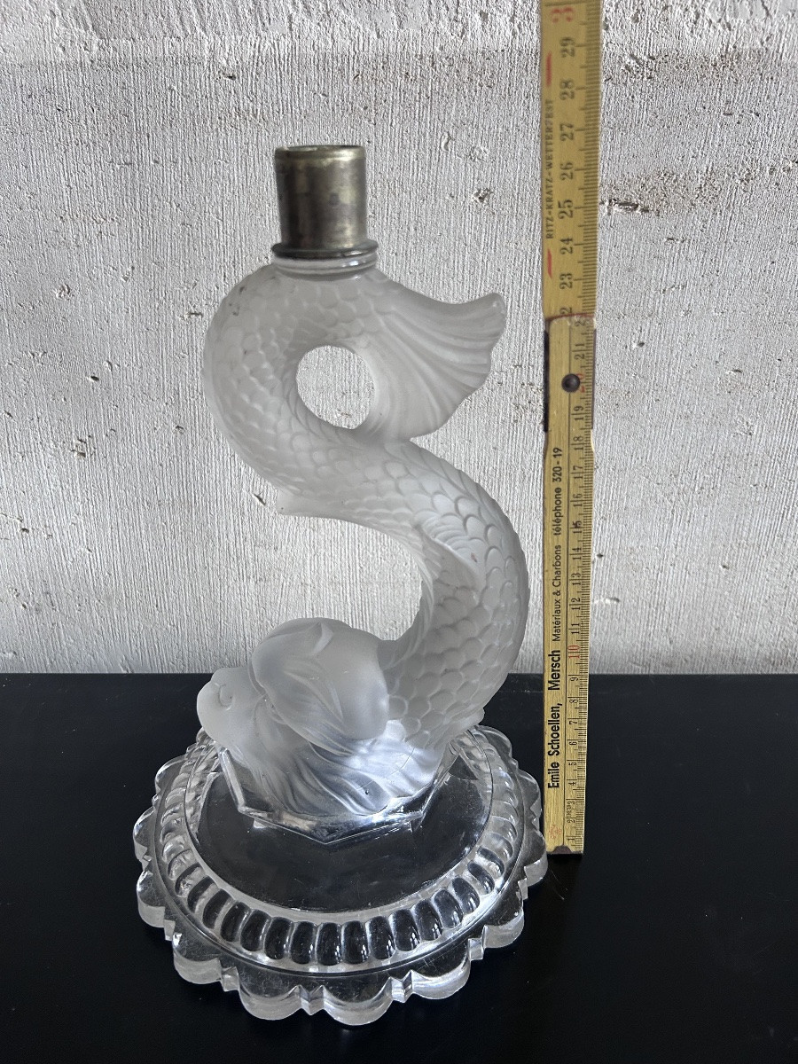 Baccarat, pied de lampe Dauphin en cristal art déco -photo-8