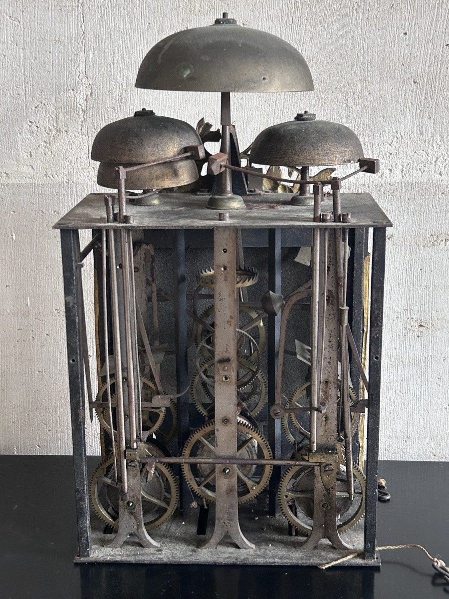3-bell Floor Clock Movement 19th Century-photo-5