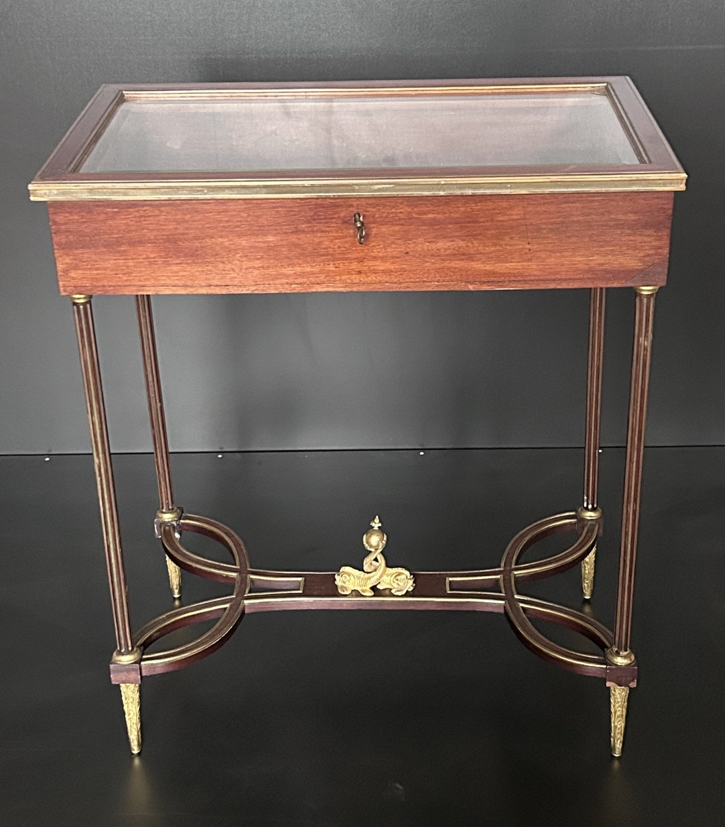 Henry Dasson, vitrine de salon en acajou style Napoléon III-photo-8