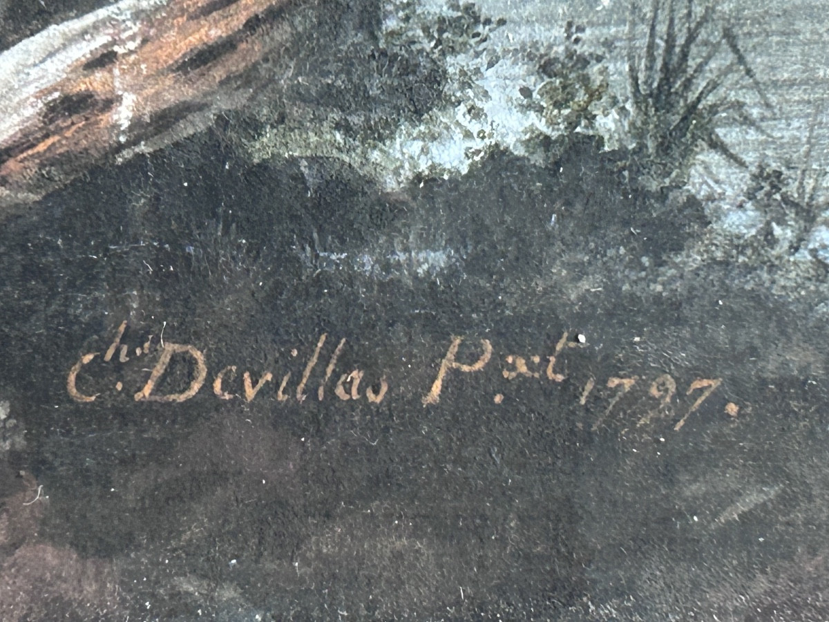 C. Devillas, Tempera On Paper 18th Century-photo-4