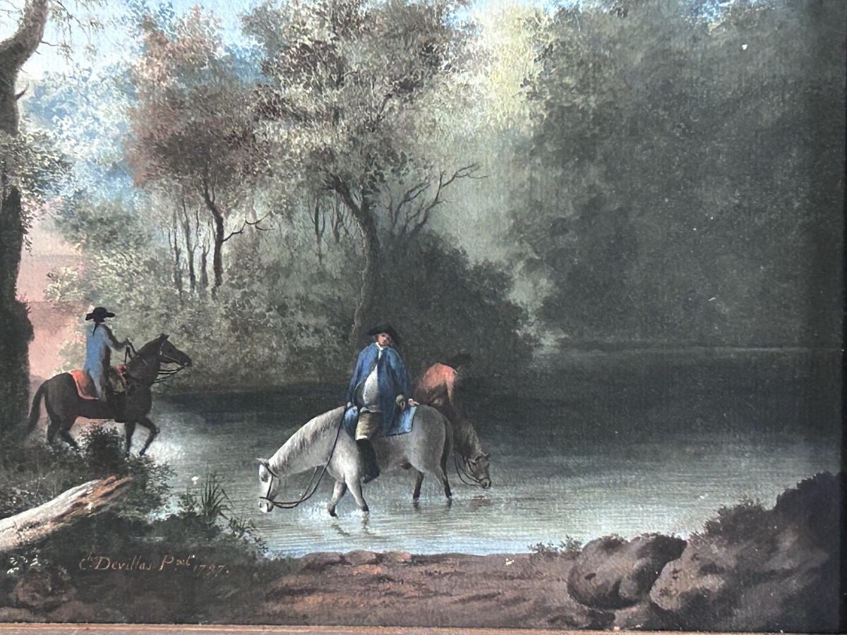 C. Devillas, Tempera On Paper 18th Century-photo-6