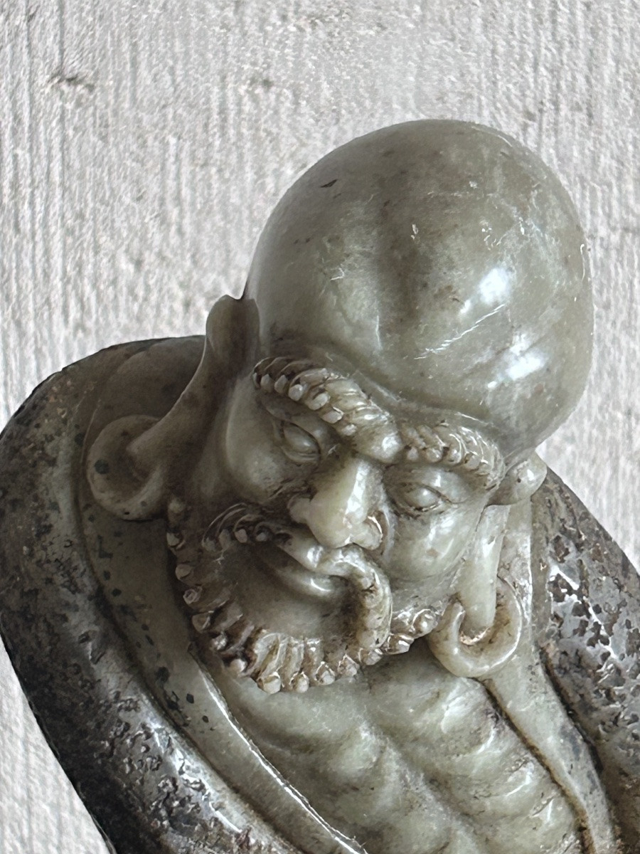 Sculpture Of A Wise Old Man In Natural Stone 19th Century-photo-2