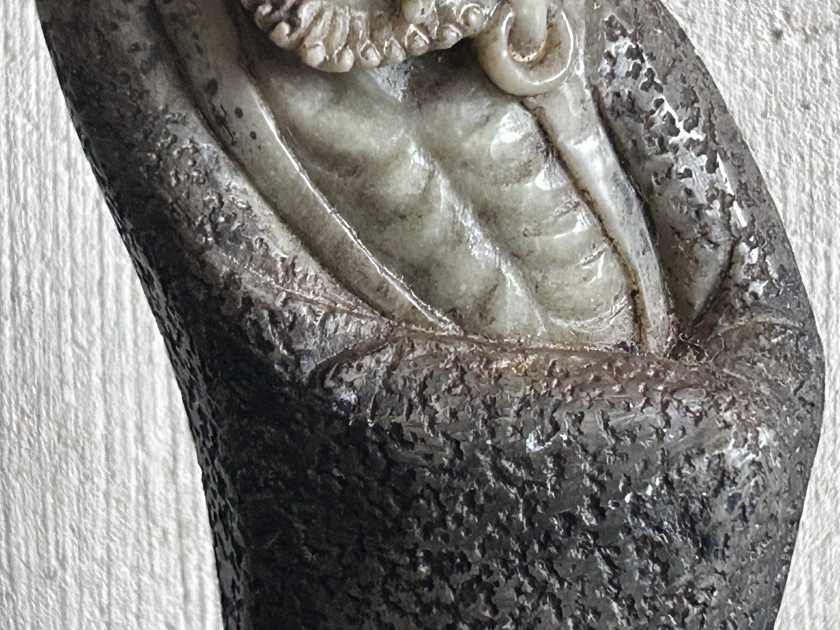 Sculpture Of A Wise Old Man In Natural Stone 19th Century-photo-4