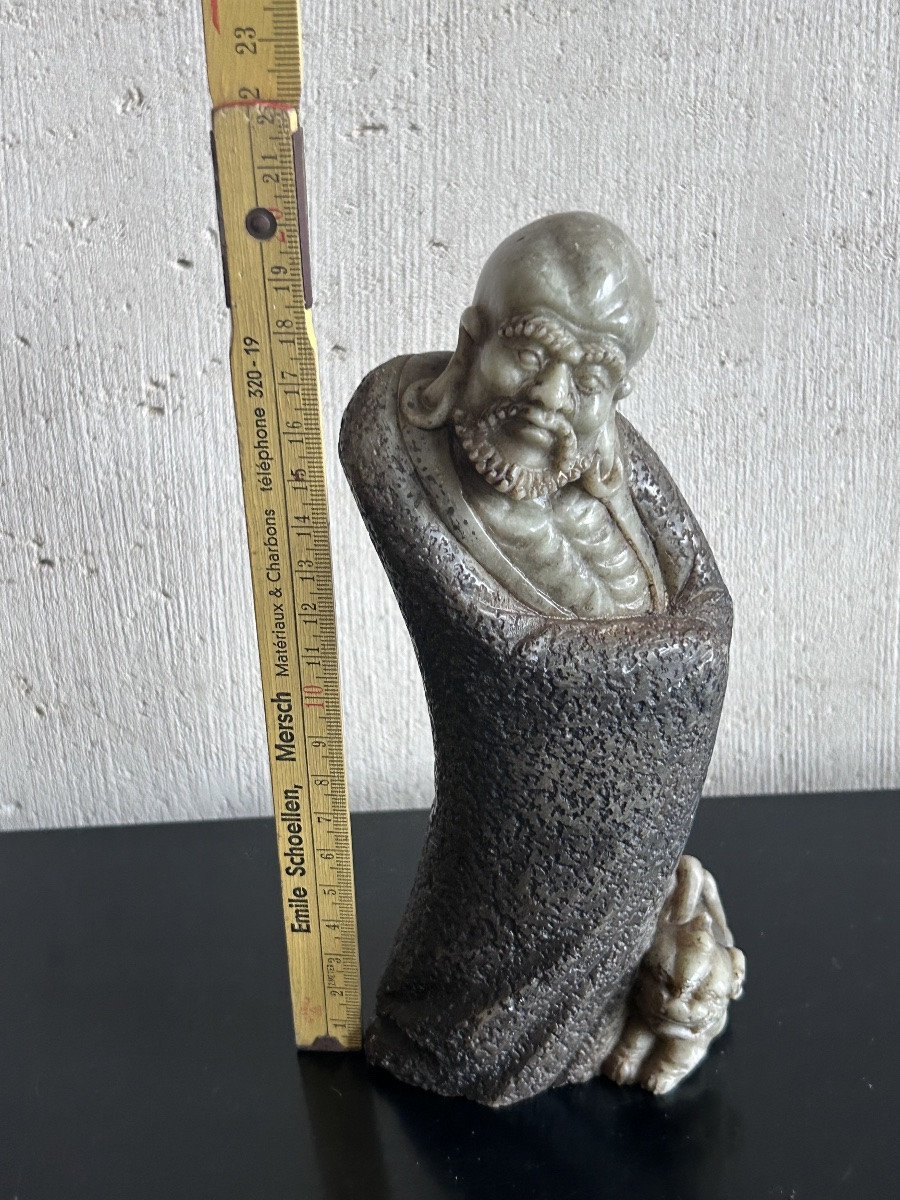 Sculpture Of A Wise Old Man In Natural Stone 19th Century-photo-7