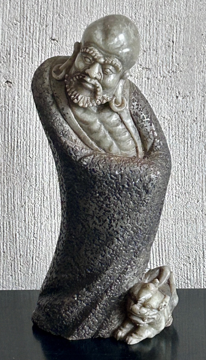 Sculpture Of A Wise Old Man In Natural Stone 19th Century