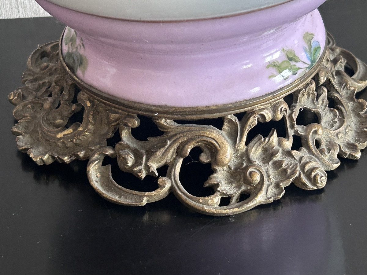 Pair Of Paris Porcelain Oil Lamps 19th Century-photo-2