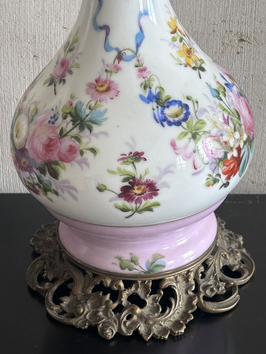 Pair Of Paris Porcelain Oil Lamps 19th Century-photo-3