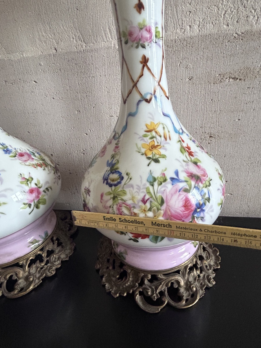 Pair Of Paris Porcelain Oil Lamps 19th Century-photo-5