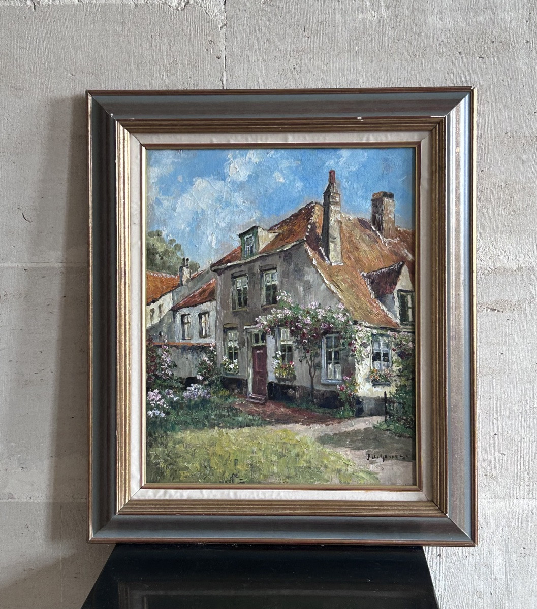 J. De Genise, Oil On Canvas Picturesque Landscape-photo-3