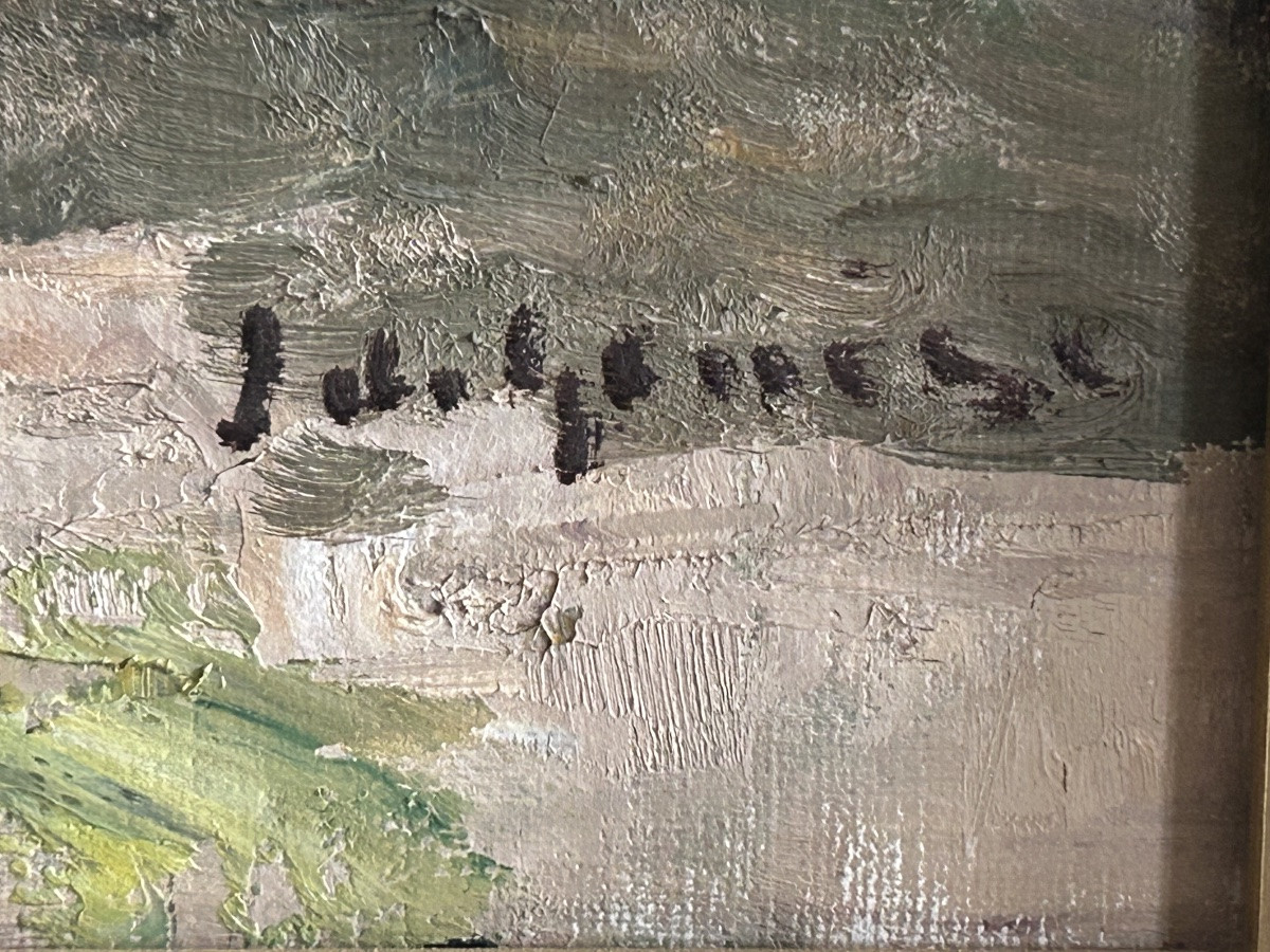 J. De Genise, Oil On Canvas Picturesque Landscape-photo-4