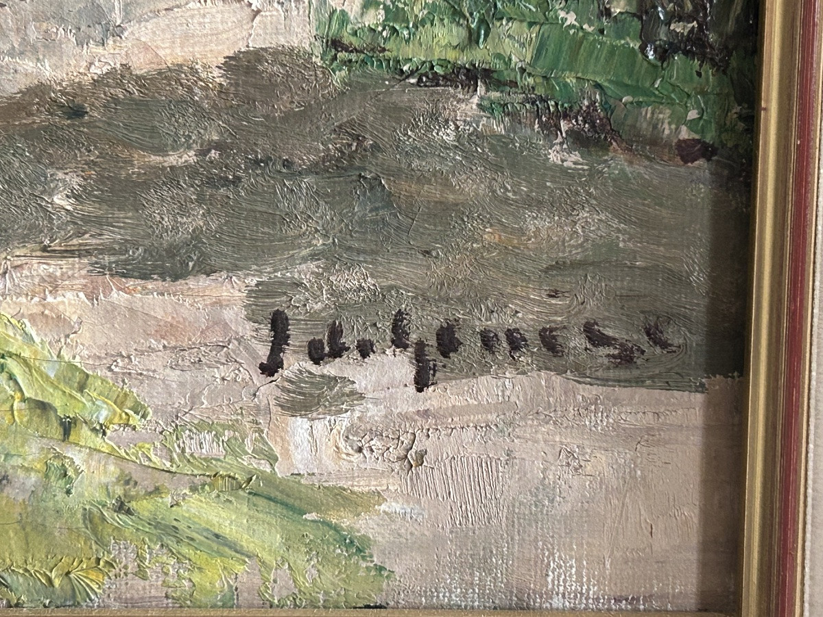 J. De Genise, Oil On Canvas Picturesque Landscape-photo-8