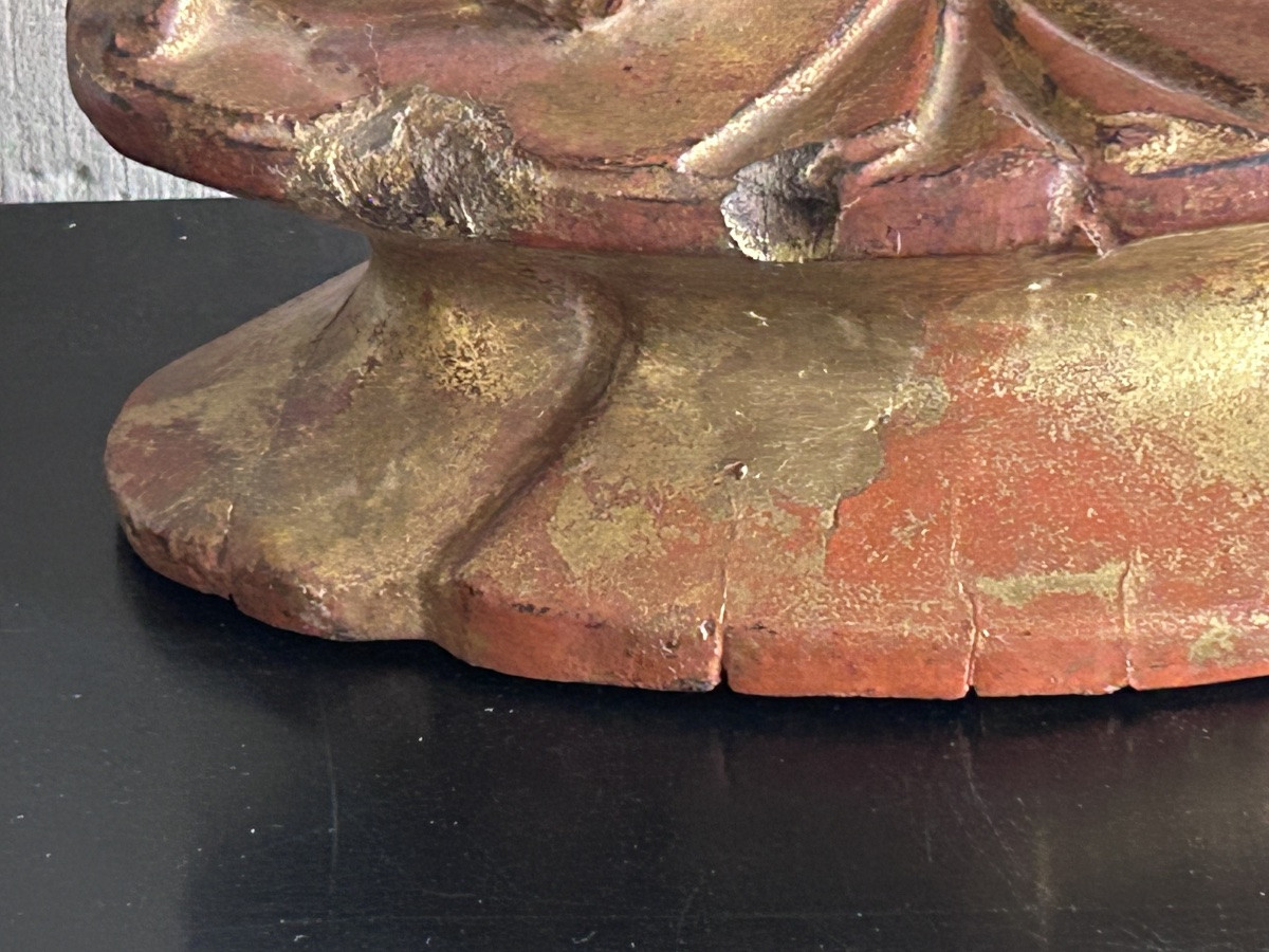 Gilded Wooden Buddha Statue 19th Century-photo-2