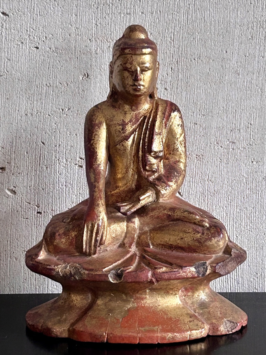 Gilded Wooden Buddha Statue 19th Century