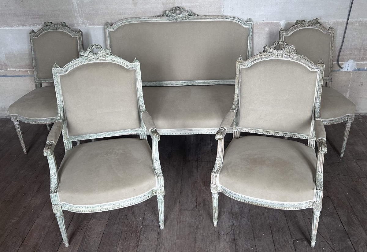 Salon 5 pièces Louis XVI fin XIXe siècle 