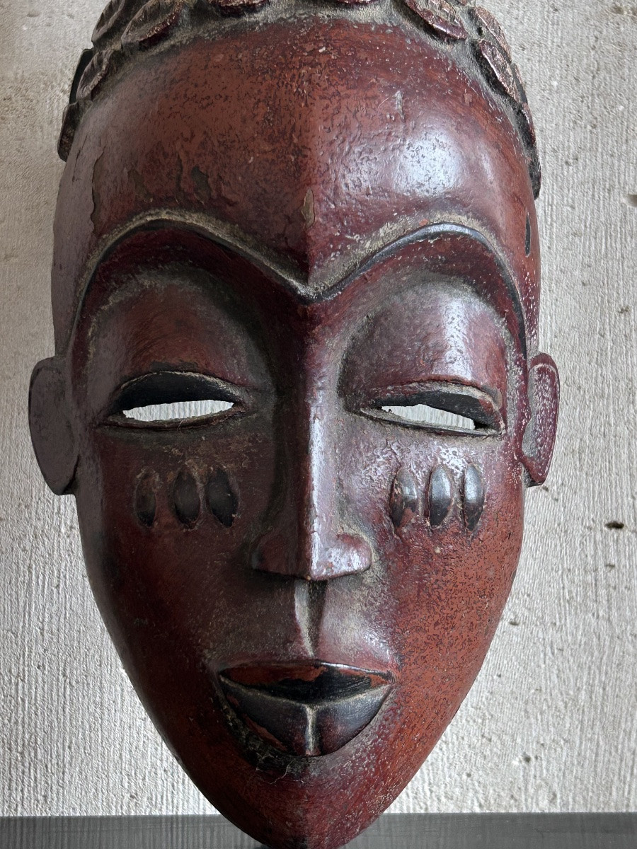 Masque de danse africain en bois dur sculpté-photo-1