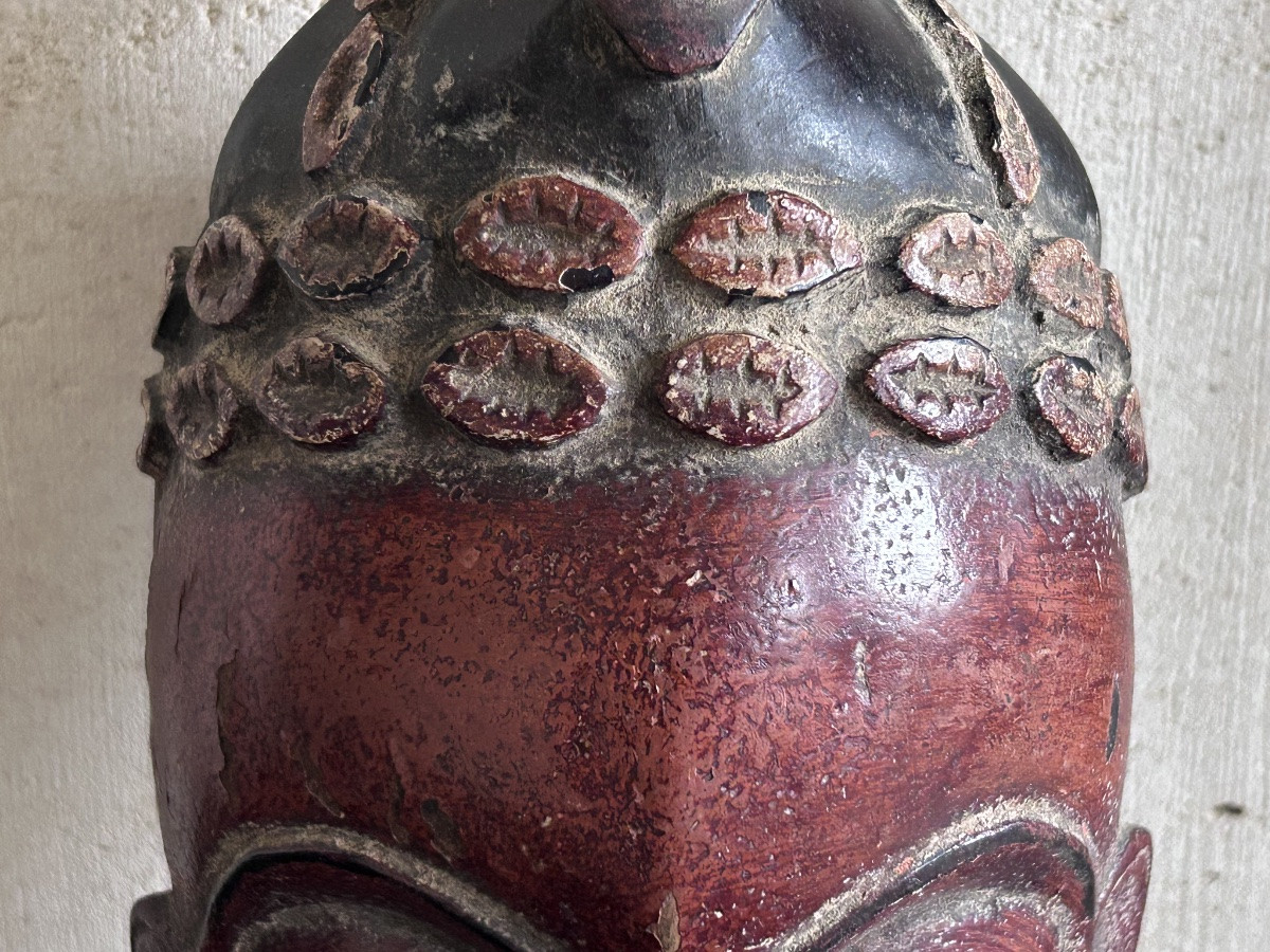 Masque de danse africain en bois dur sculpté-photo-3