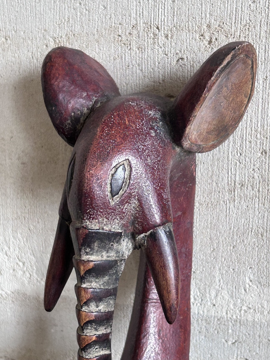 Masque de danse africain en bois dur sculpté-photo-4