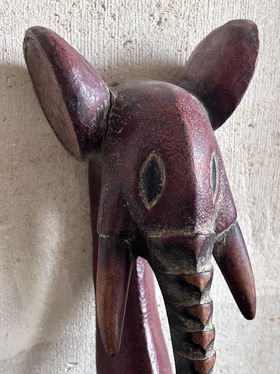 Masque de danse africain en bois dur sculpté-photo-5