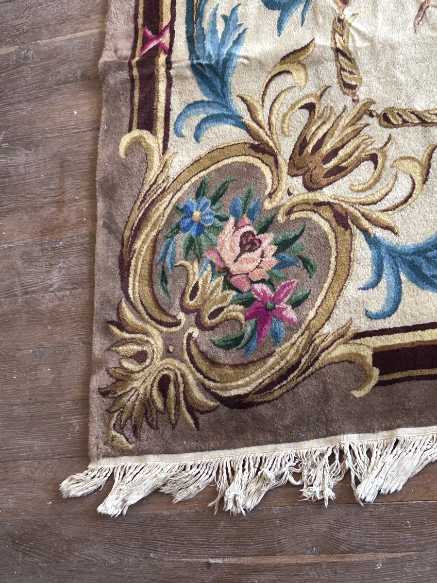 Ancien tapis de collection style Savonnerie, grand format -photo-2
