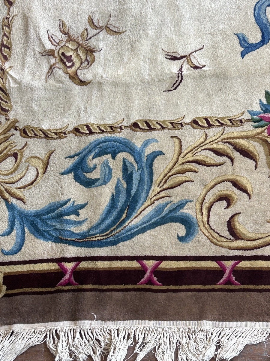 Ancien tapis de collection style Savonnerie, grand format -photo-3