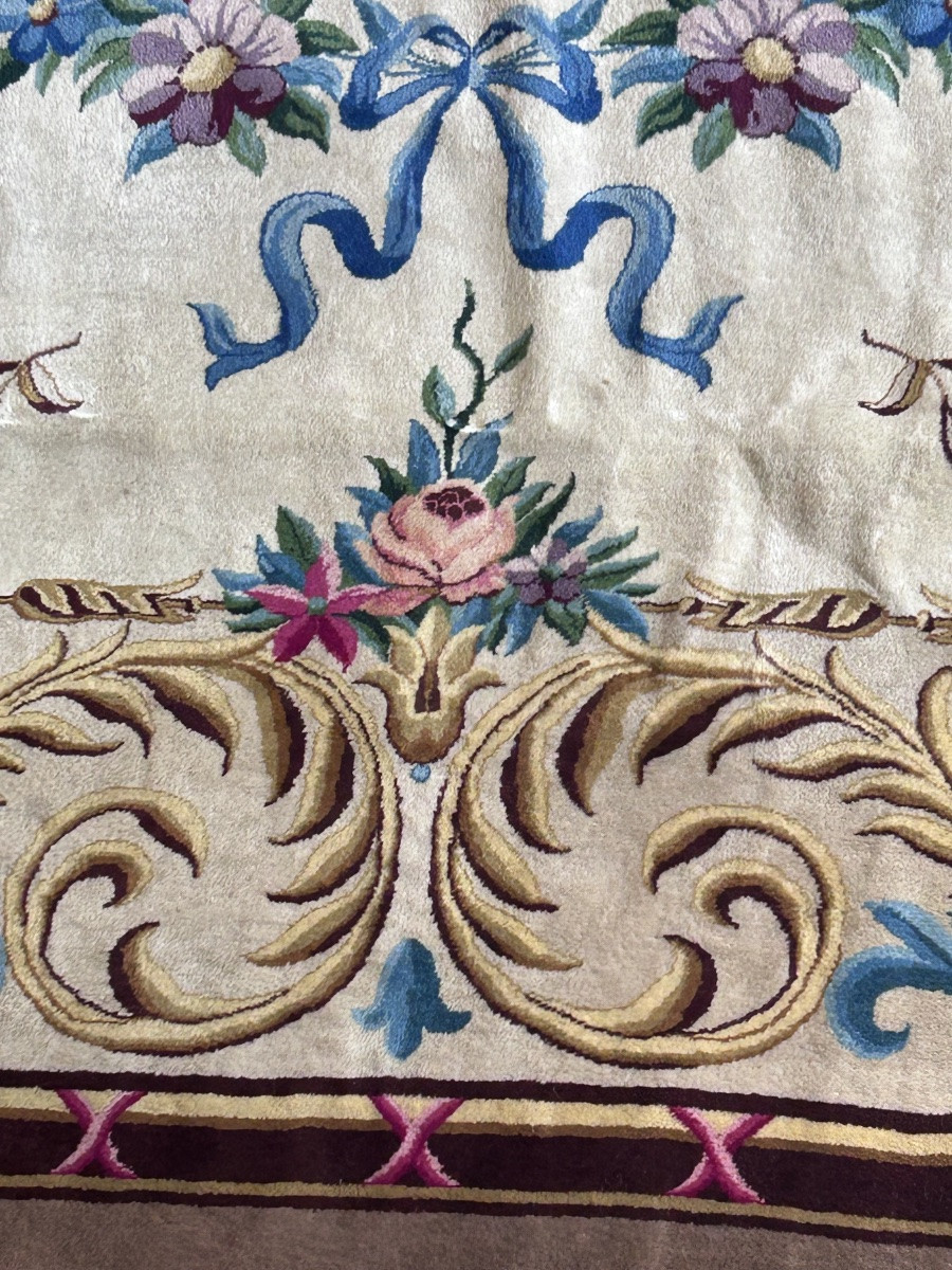 Ancien tapis de collection style Savonnerie, grand format -photo-4