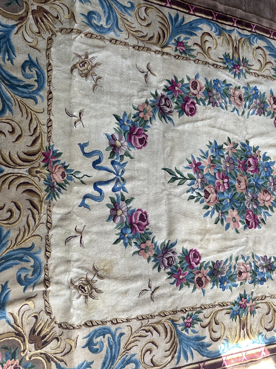 Ancien tapis de collection style Savonnerie, grand format -photo-1