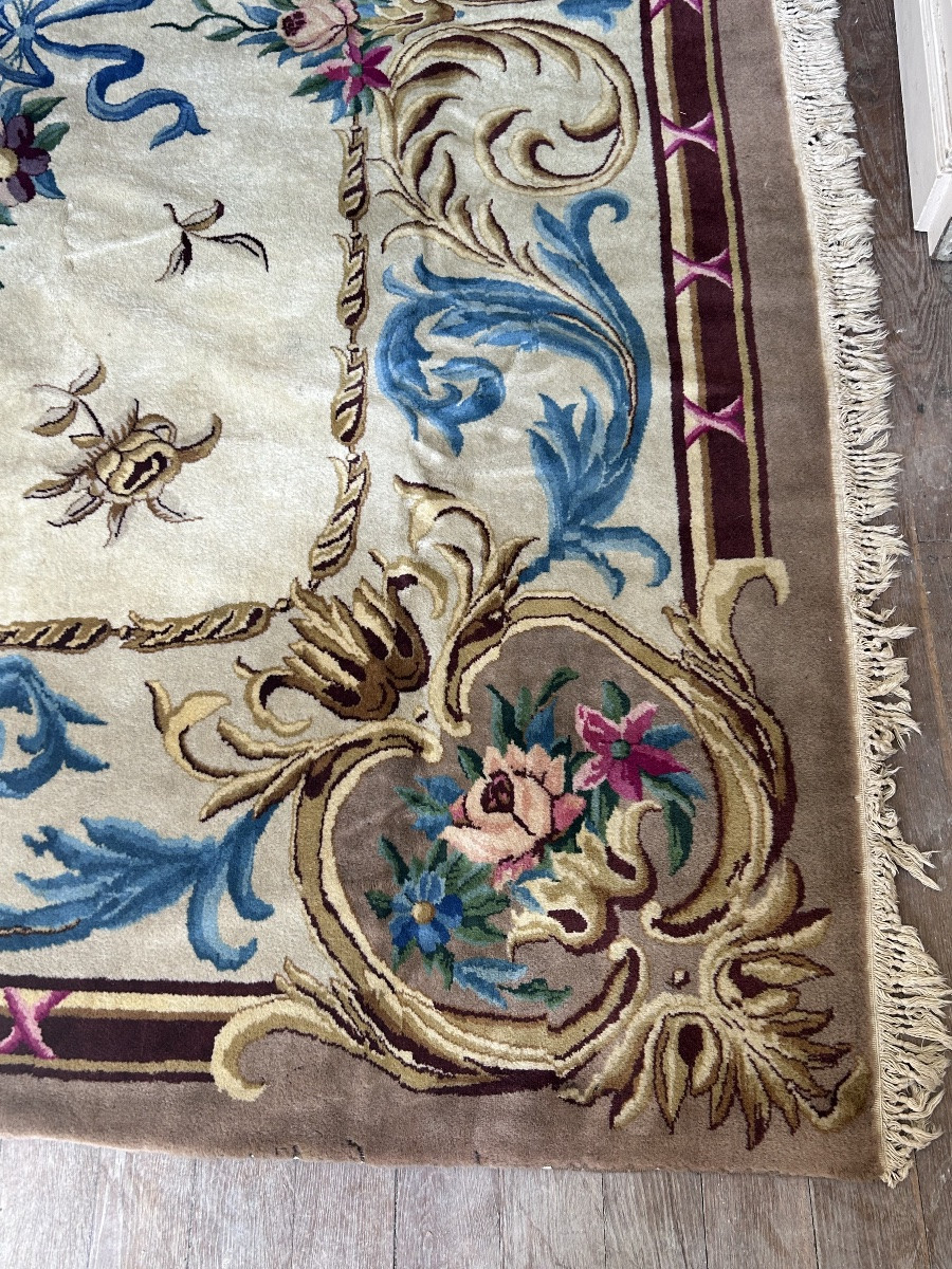 Ancien tapis de collection style Savonnerie, grand format -photo-2