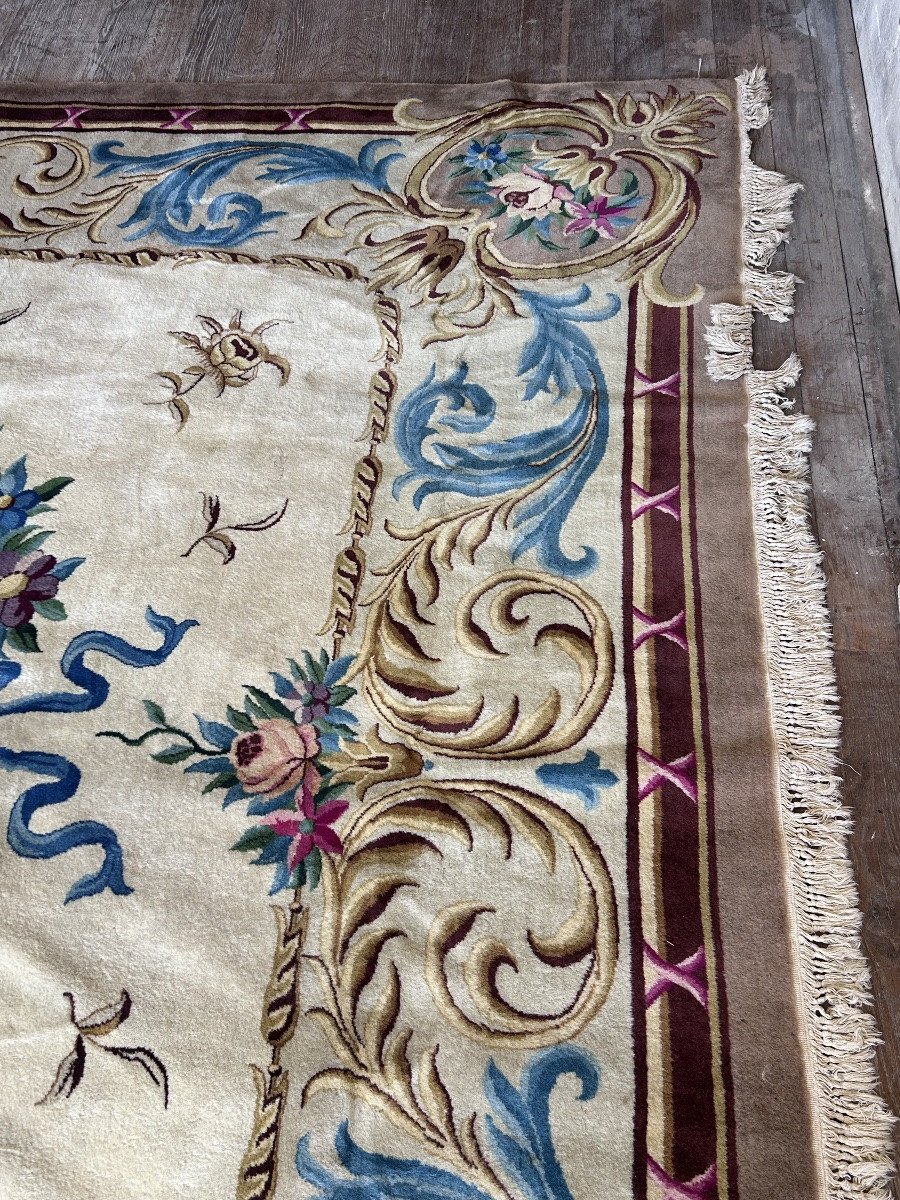 Ancien tapis de collection style Savonnerie, grand format -photo-3
