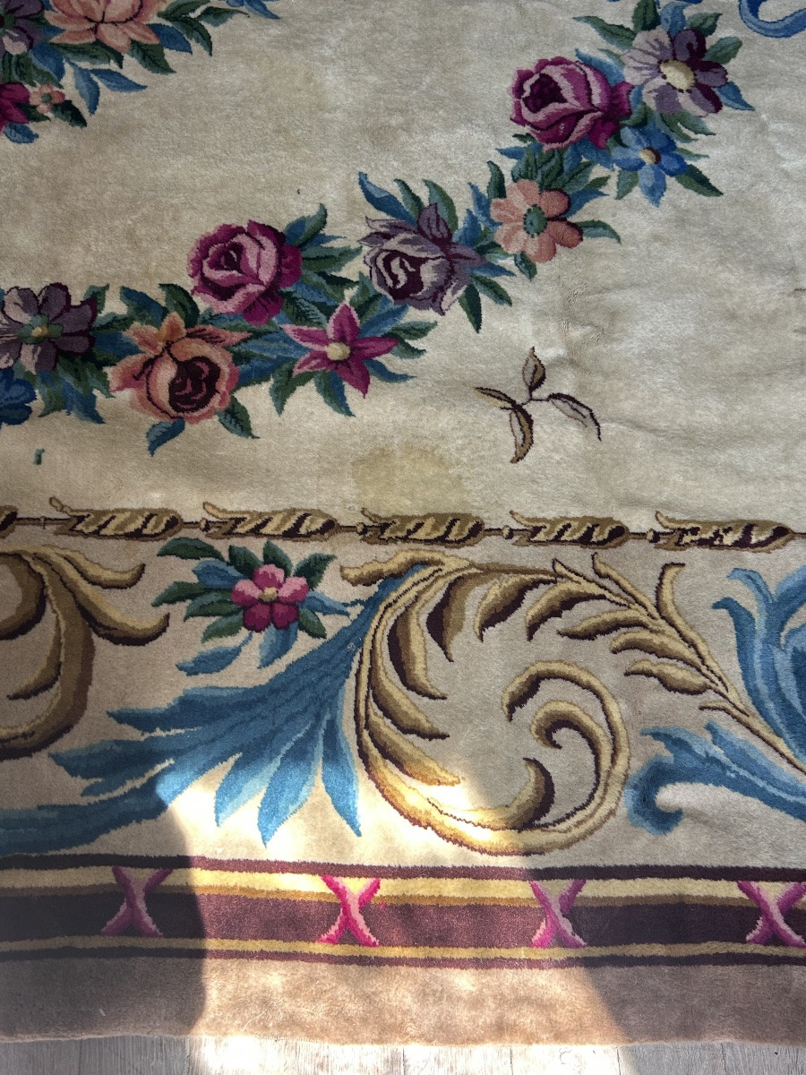 Ancien tapis de collection style Savonnerie, grand format -photo-4