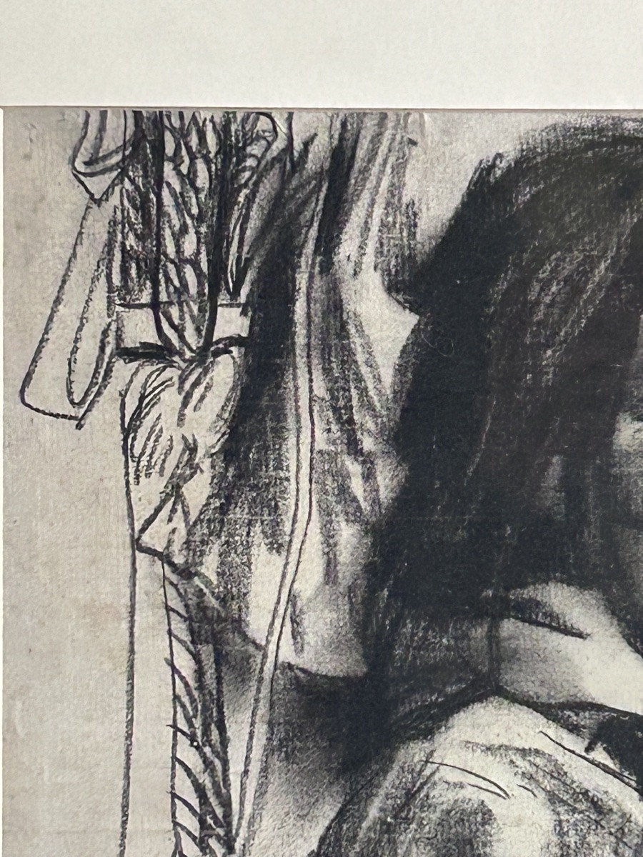 Dessin au fusain sur papier, portrait de femme artiste chinois-photo-1
