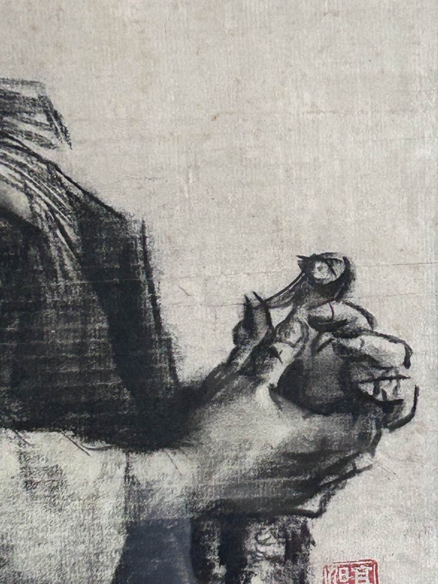 Dessin au fusain sur papier, portrait de femme artiste chinois-photo-3