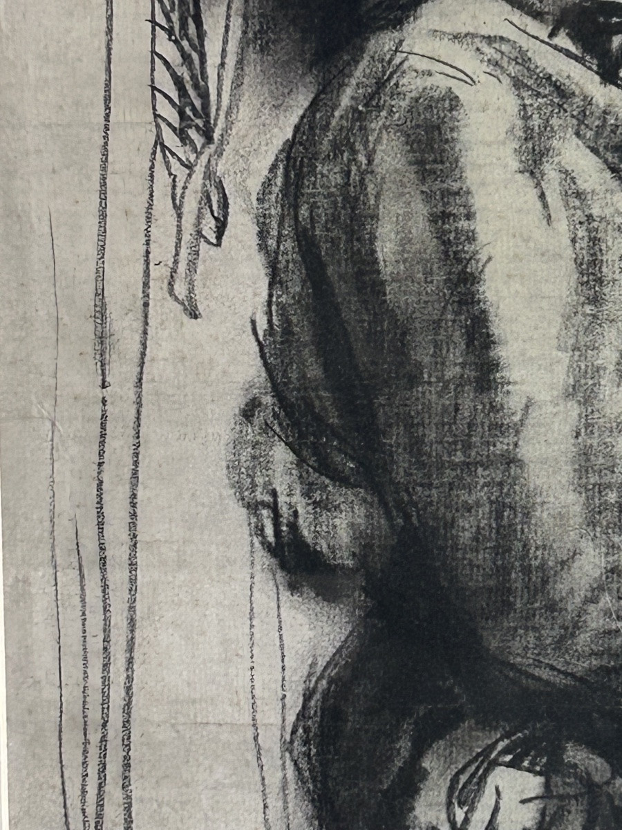Dessin au fusain sur papier, portrait de femme artiste chinois-photo-5