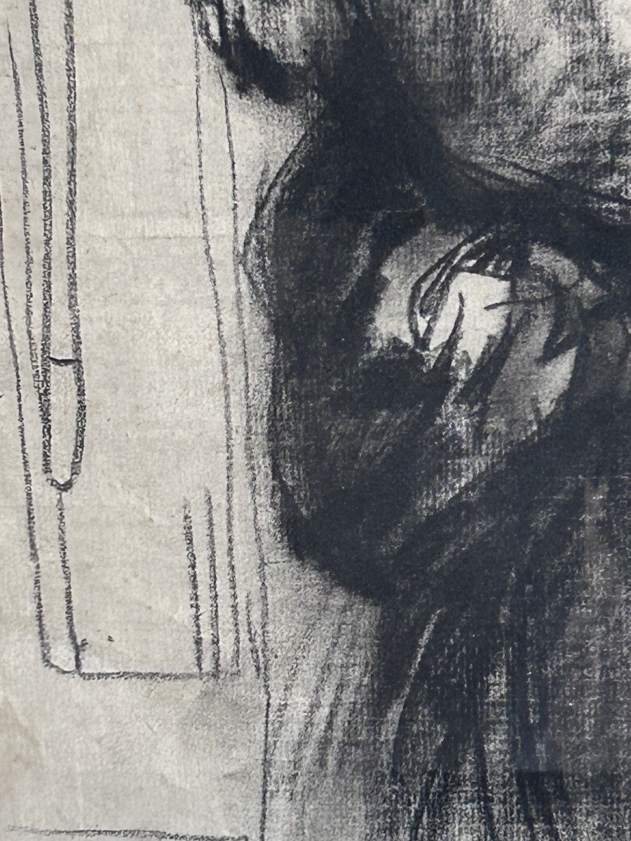 Dessin au fusain sur papier, portrait de femme artiste chinois-photo-7