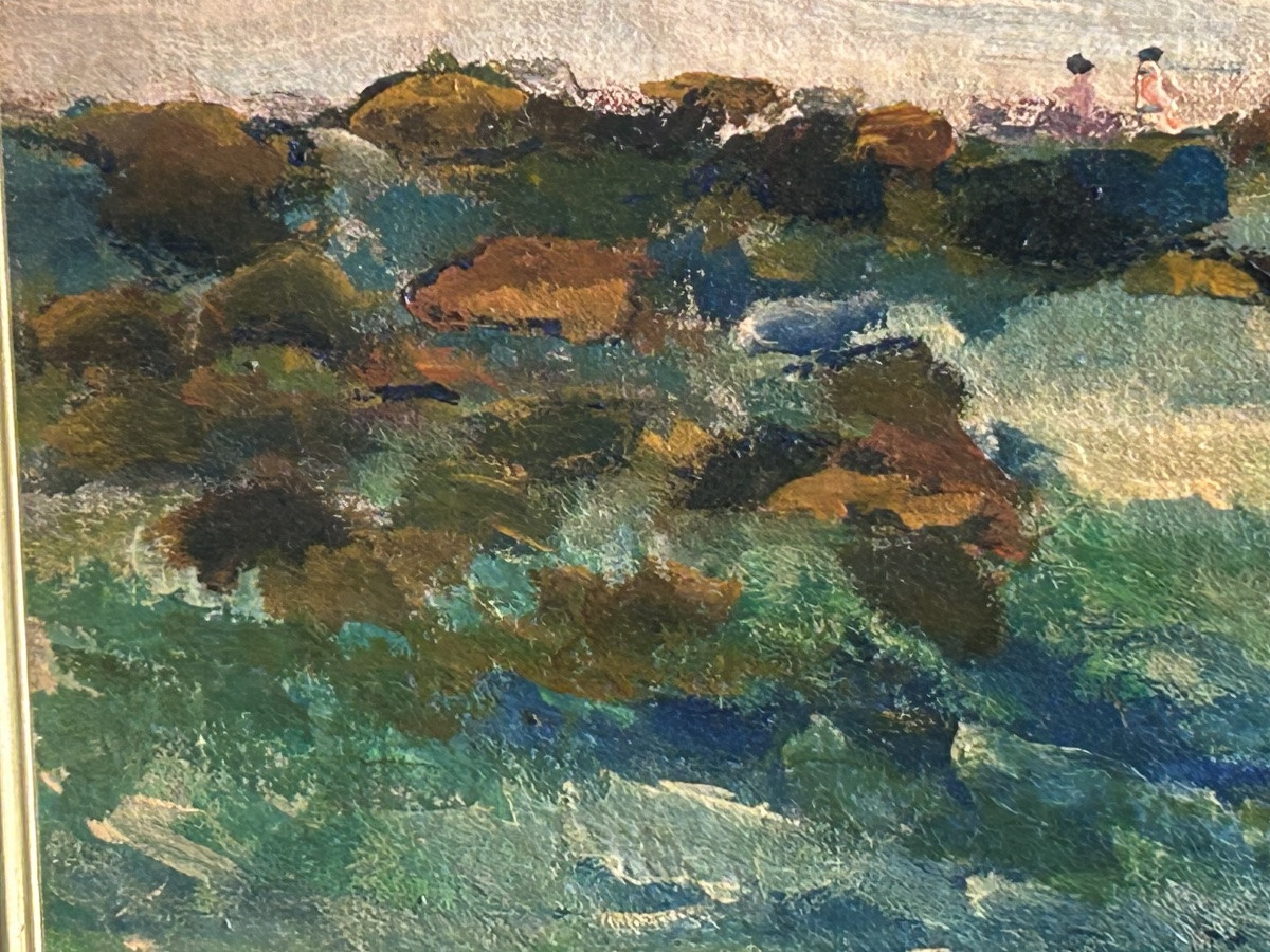 J. Benedek, paysage Lac Balaton (Hongrie) huile sur carton-photo-5